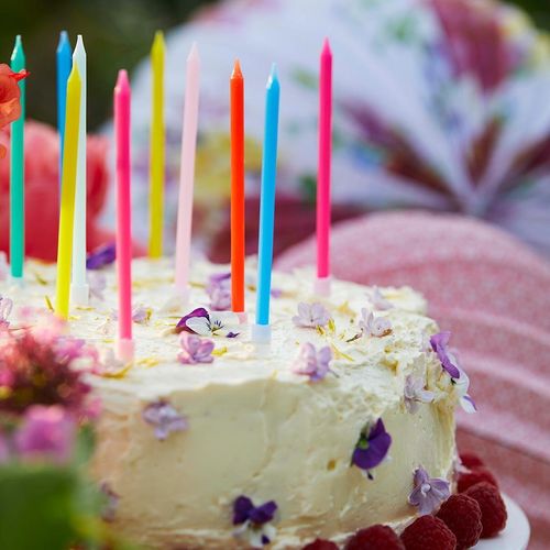 colourful rainbow party candles 10cm
