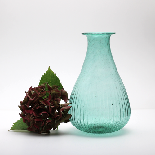 recycled glass flower vase green