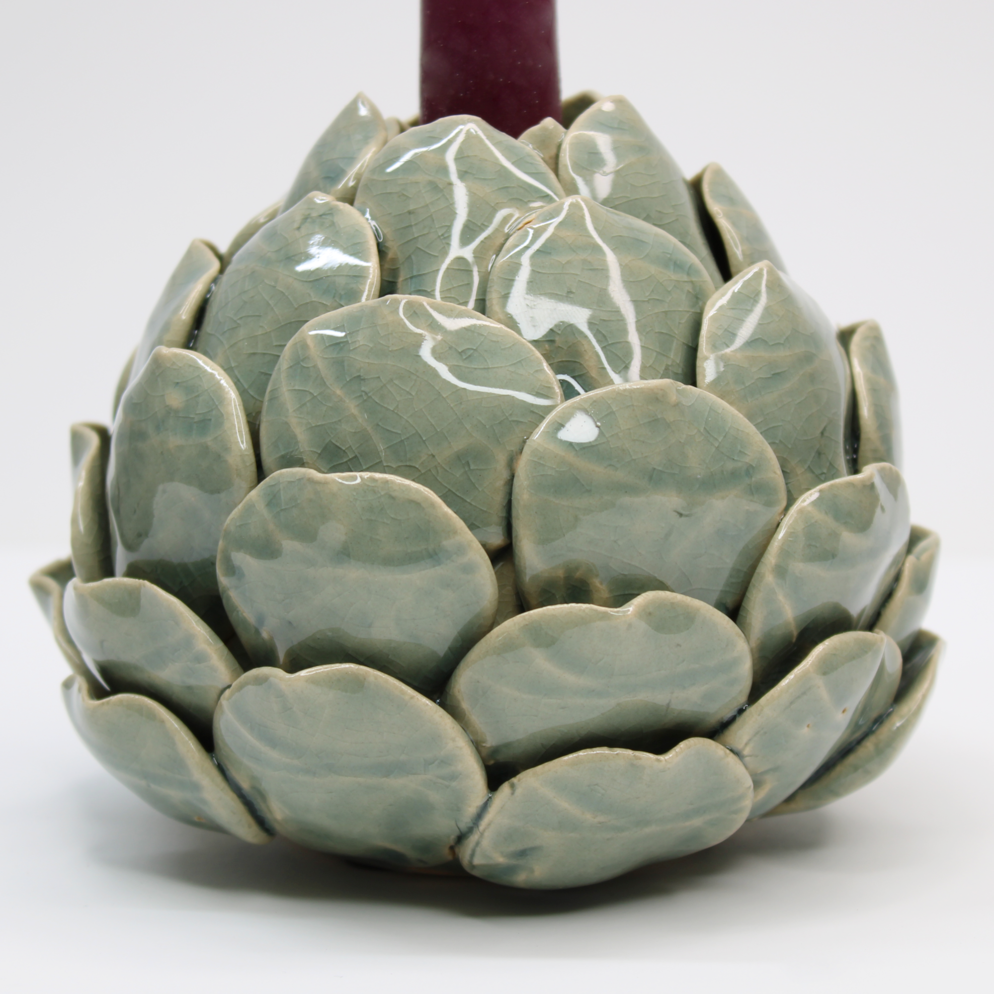 handmade ceramic artichoke candle holder