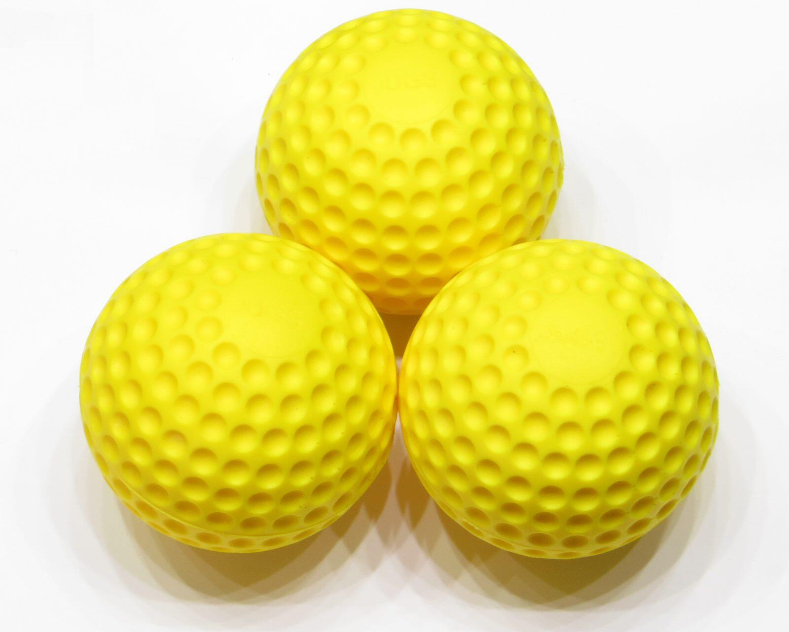 Jugs yellow dimpled sting-free baseball practice balls