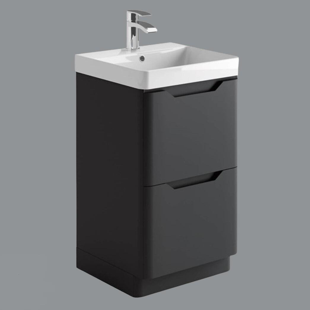 Ella 500mm Anthracite Floor Standing 2 Drawer Vanity Unit with Ceramic Basin