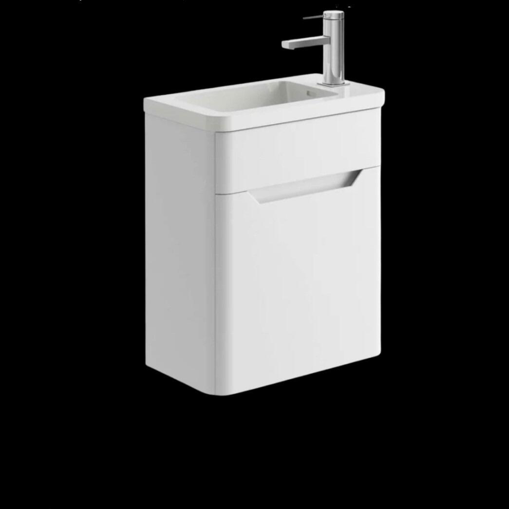 Elite 450mm Matt White Wall Hung Cloakroom Vanity Unit & Basin