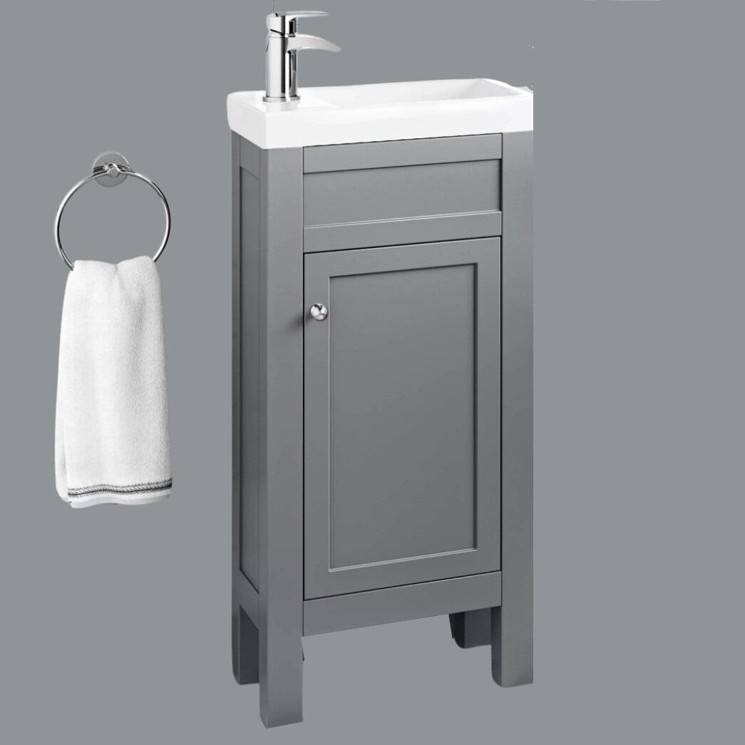 Ely 400mm Dark Grey Traditional Cloakroom Vanity Unit with Ceramic Basin