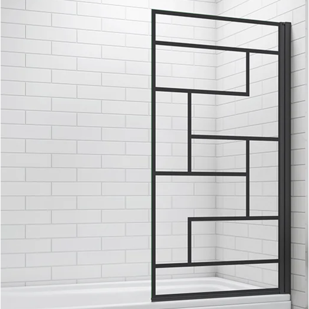 Aquatec Abstract 6mm Square Edge Hinged Bath Shower Screen