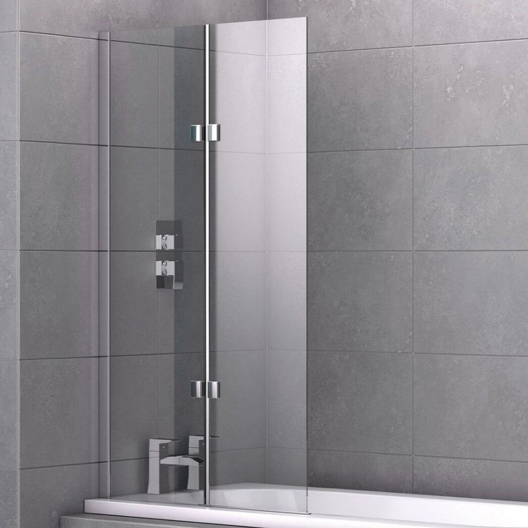 Gemini 800mm Frameless Double Panel Hinged Bath Shower Screen