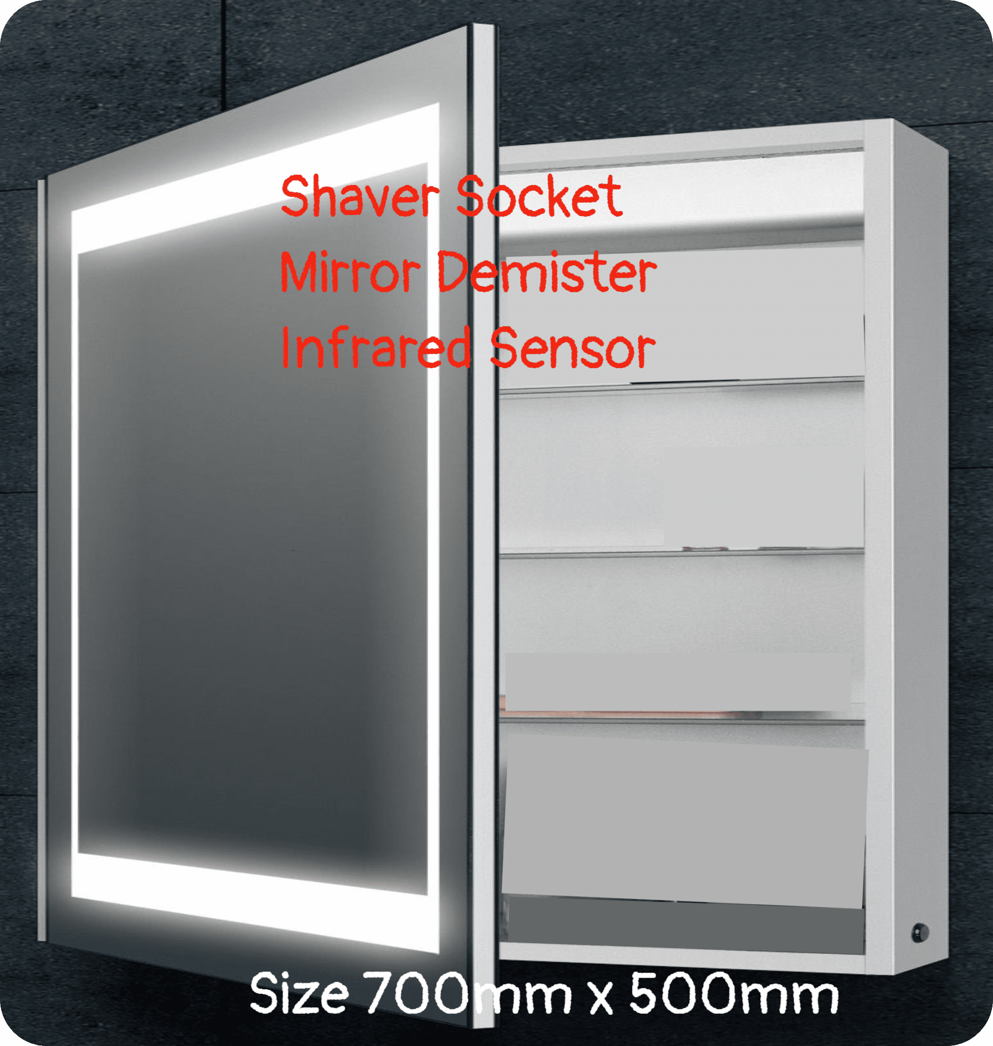 Lara / Lana LED Aluminium Mirrored Wall Cabinet