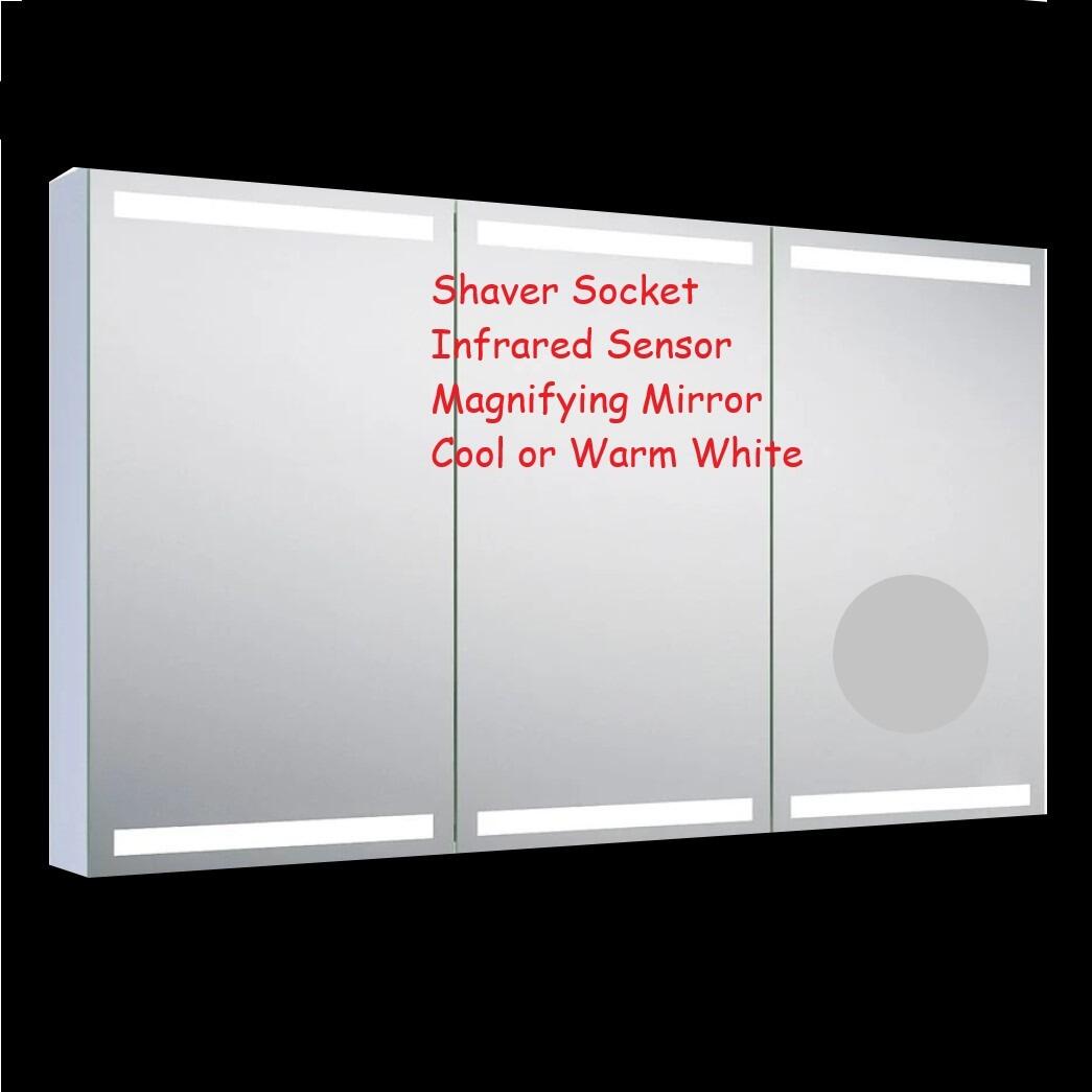 Coral / Corton 1200mm LED Triple Door Double Mirrored Wall Cabinet