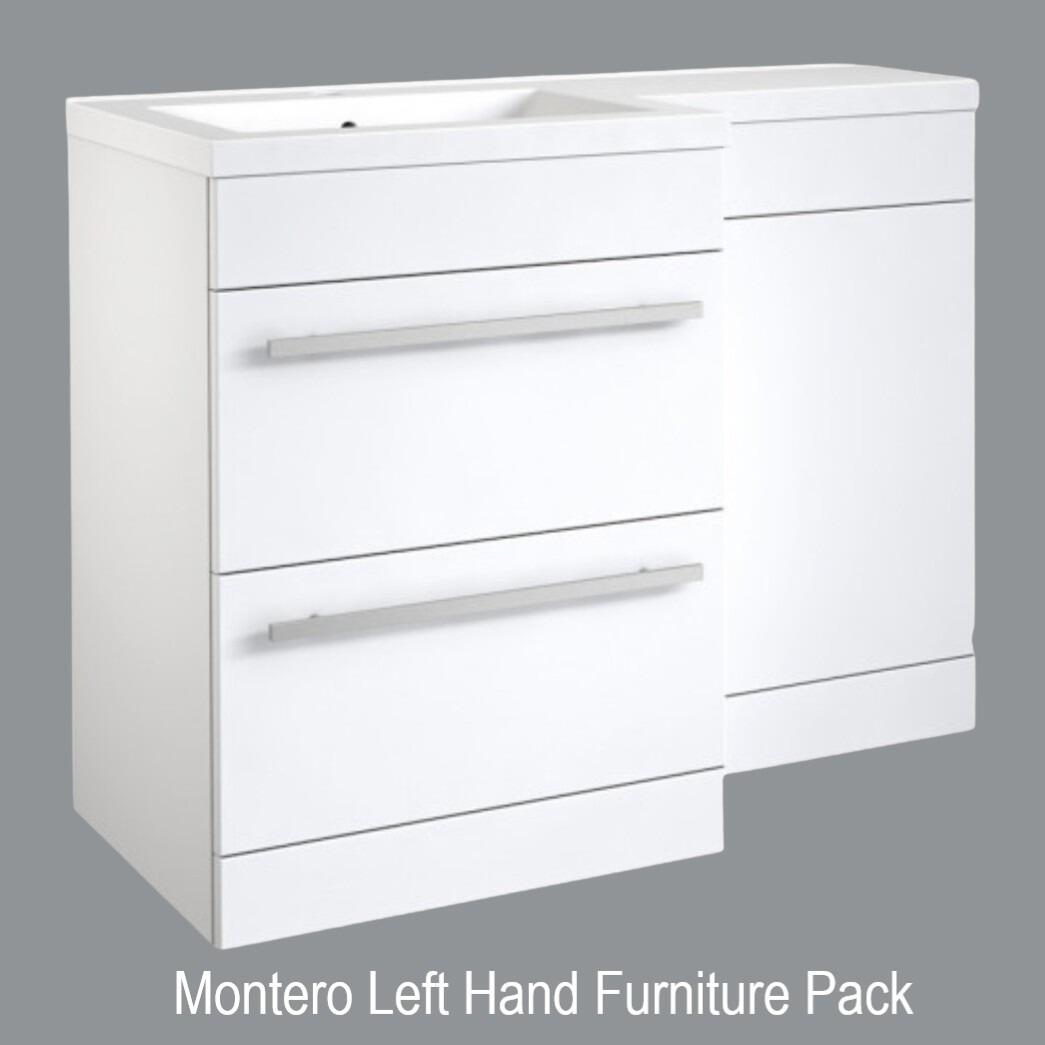 Montero 1100mm Gloss White 2 Drawer L Shaped Furniture Pack LH