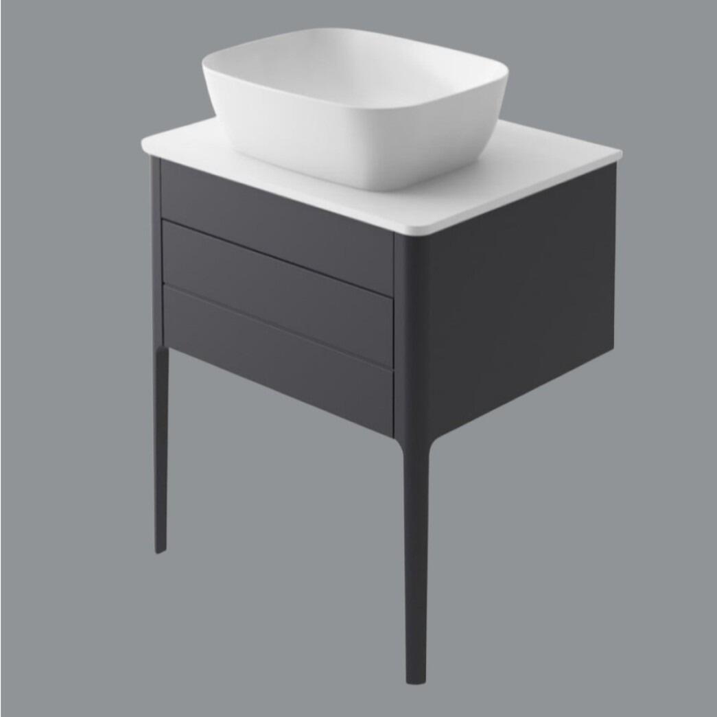 Sarah 650mm Slate Grey Vanity Unit with Composite Solid Surface Worktop