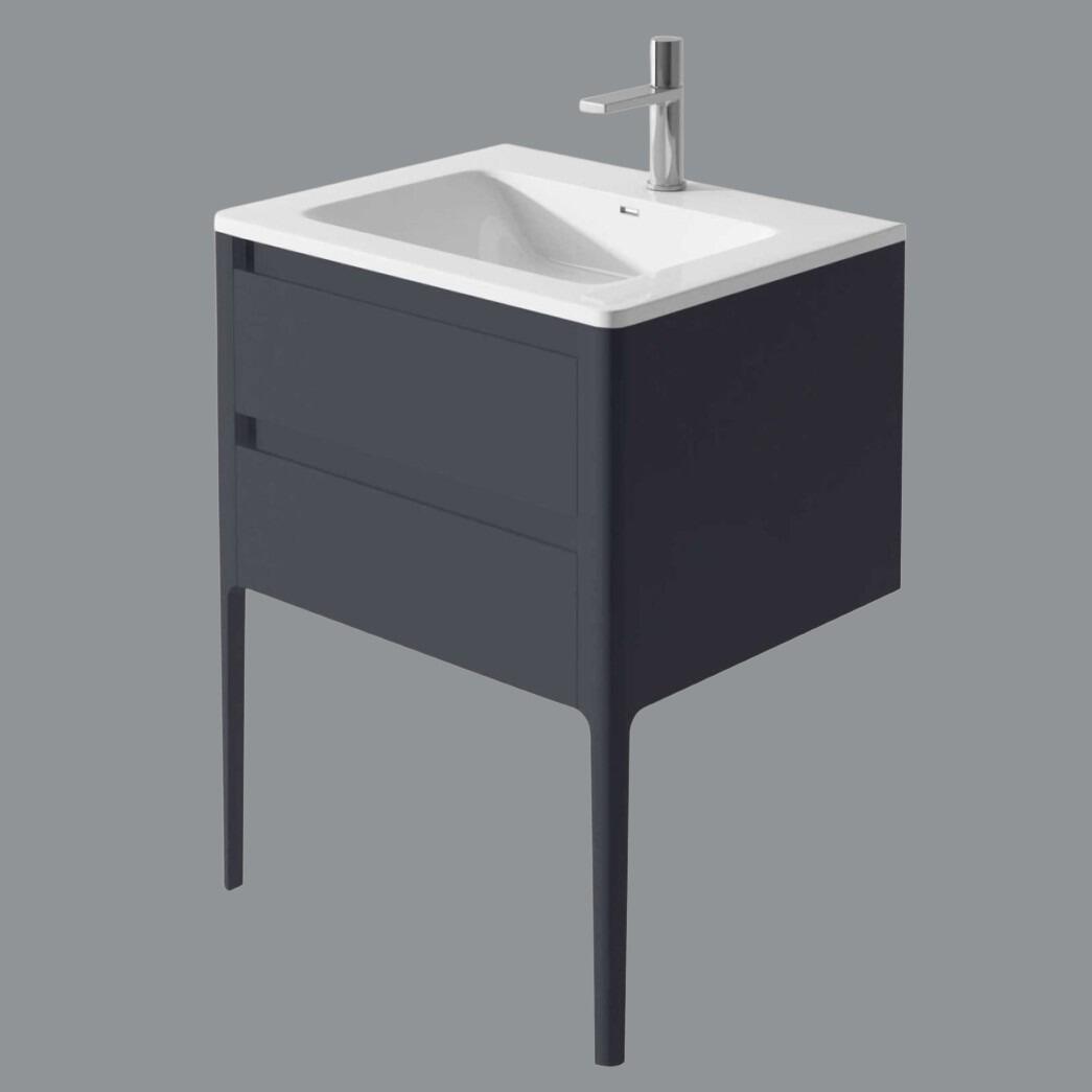 Stella 600mm Slate Grey Floor Standing Vanity Unit with Polymarble Basin