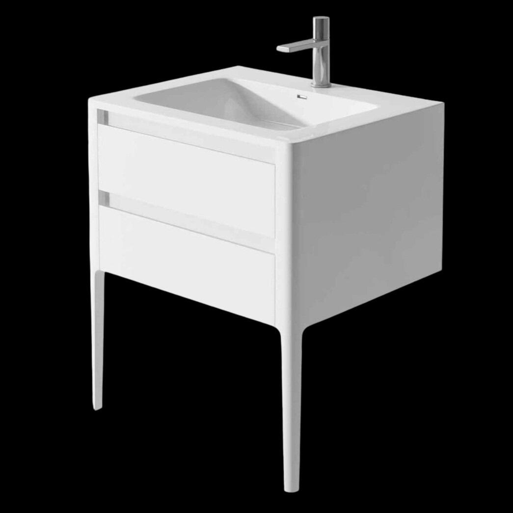 Stella 800mm Gloss White Floor Standing Vanity Unit with Polymarble Basin