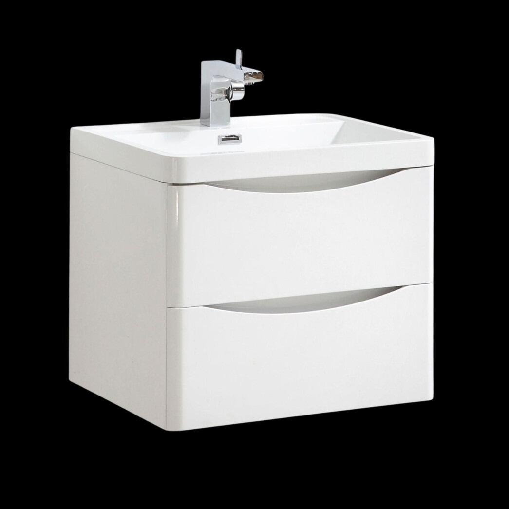 Estelle 600mm Gloss White Wall Hung Vanity Unit with Basin