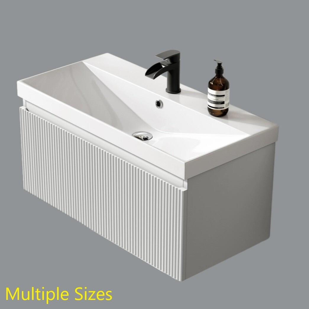 Milo Fluted Matt White Wall Hung Single Drawer Vanity Unit