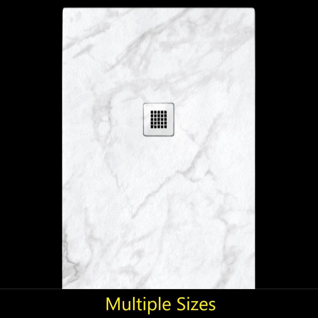 Tempo / Peoria 25mm Arabescato White Marble Effect Shower Trays