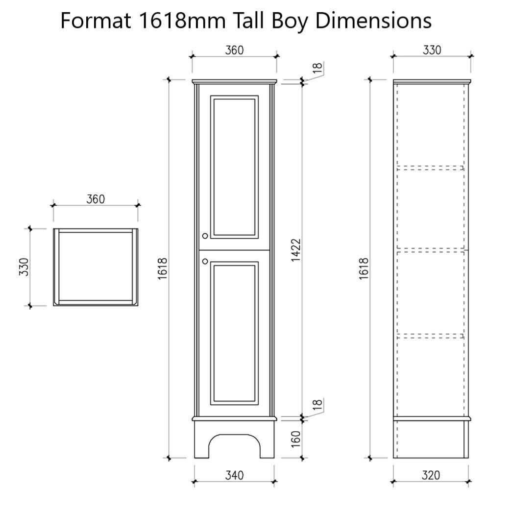 Format 1618mm Floor Standing Tallboy Cabinet Dimensions
