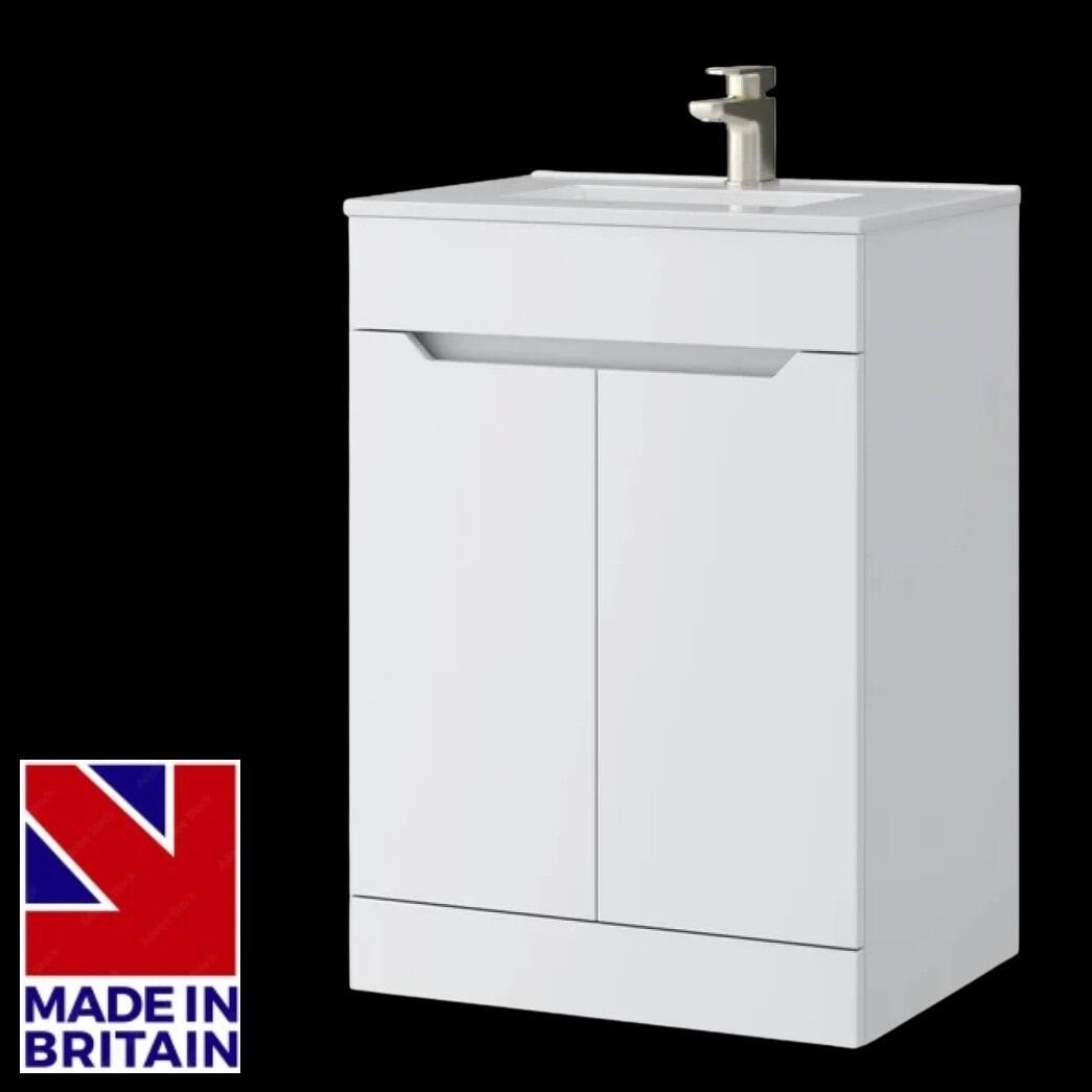 Premium Urban 500mm Matt White 2 Door Vanity Unit With Ceramic Basin