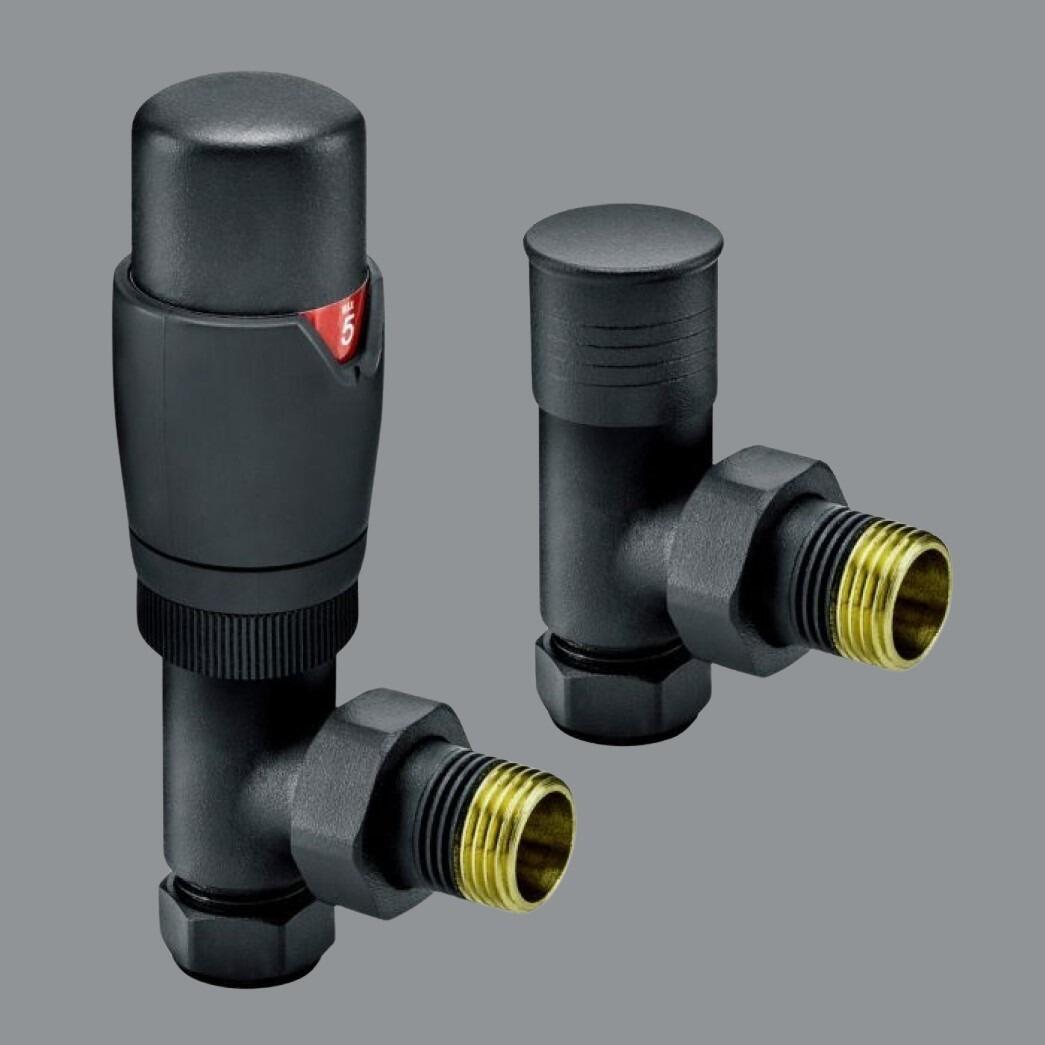 Matt Black Thermostatic Radiator Valve Kit.