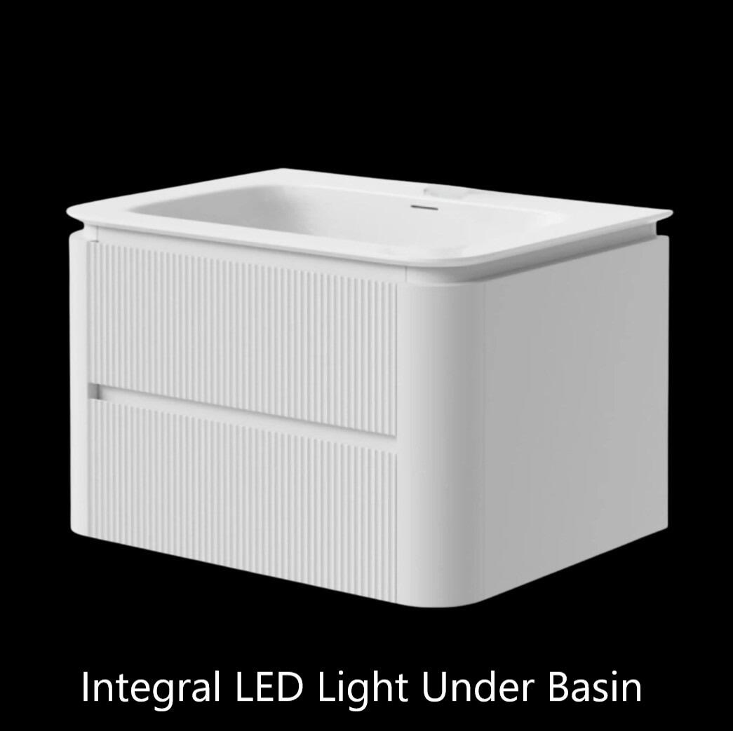 Luca Matt White Wall-Hung Vanity Unit with Polymarble Basin & Integrated LED Light
