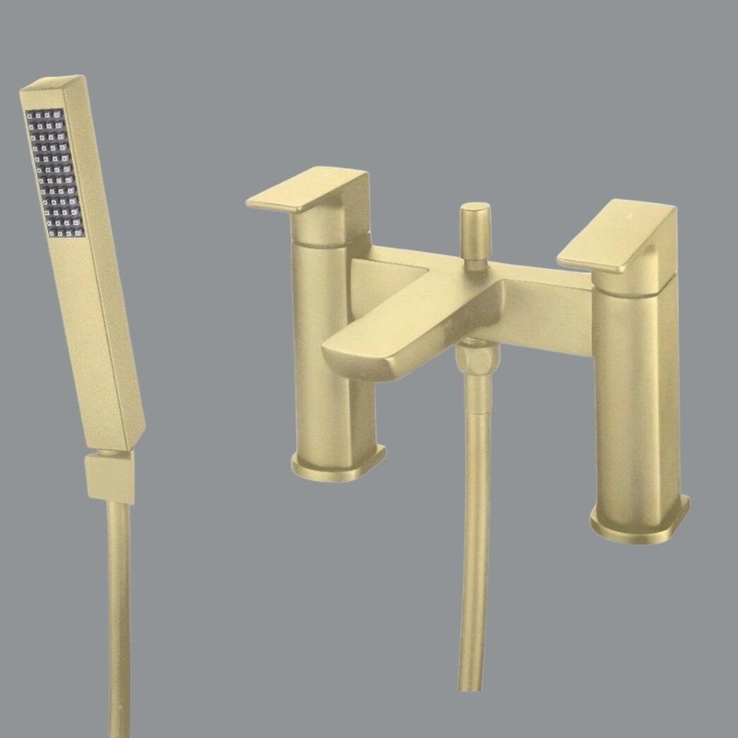 Vista Brushed Brass Bath Shower Mixer with Matching Hose & Handset