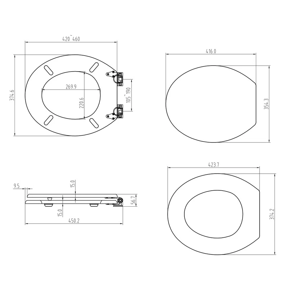 Cavendish Wooden Soft Close Universal Toilet Seat Dimensions