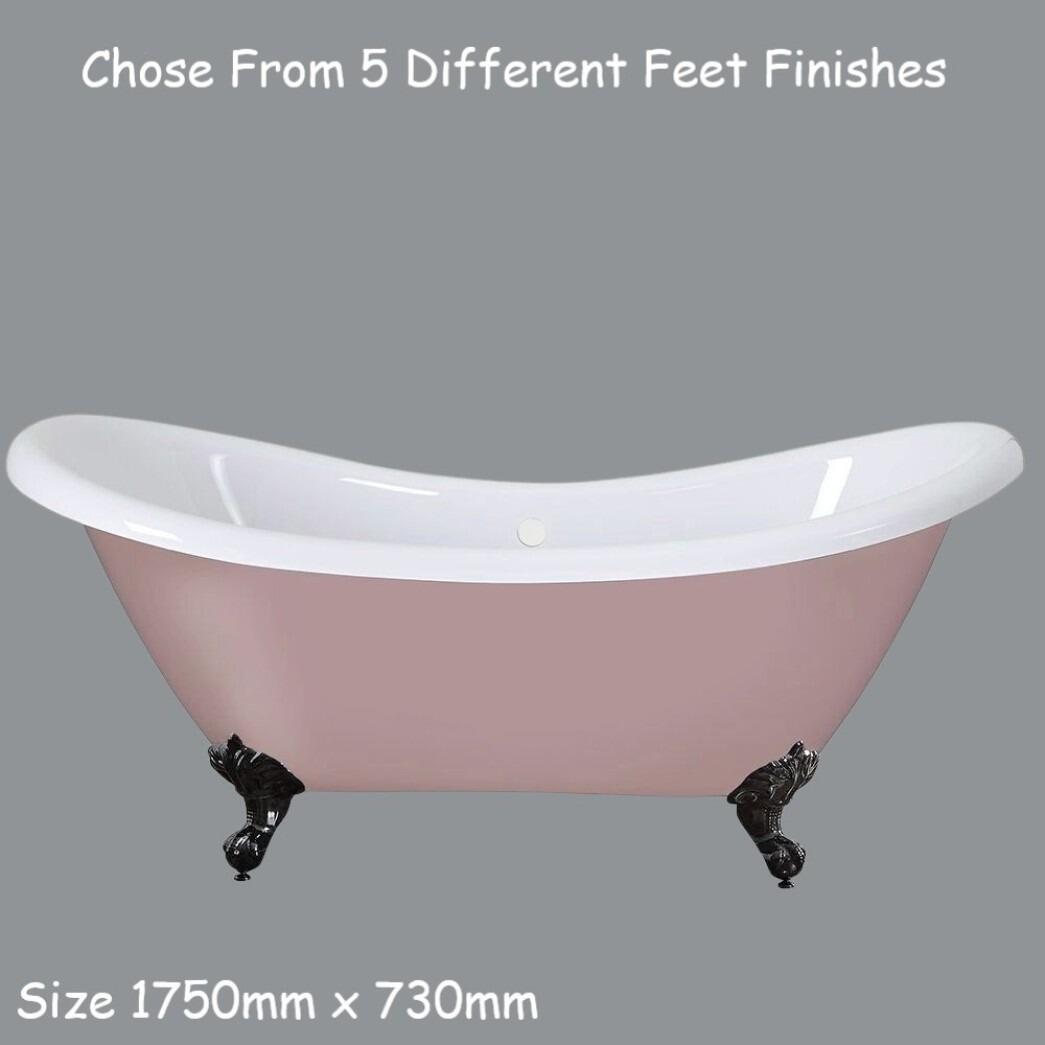 Legend 1750mm Double Ended Slipper Bath Camellia Pink