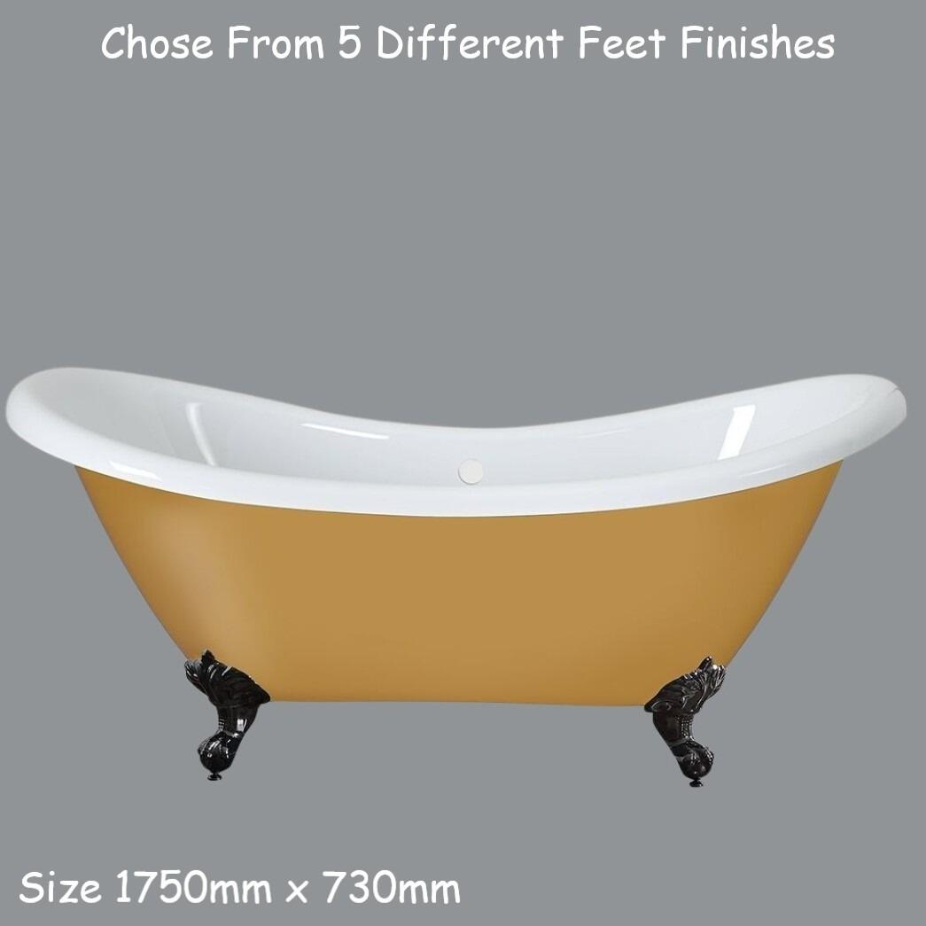 Legend 1750mm x 730mm Double Ended Free Standing Slipper Bath - Honey Yellow