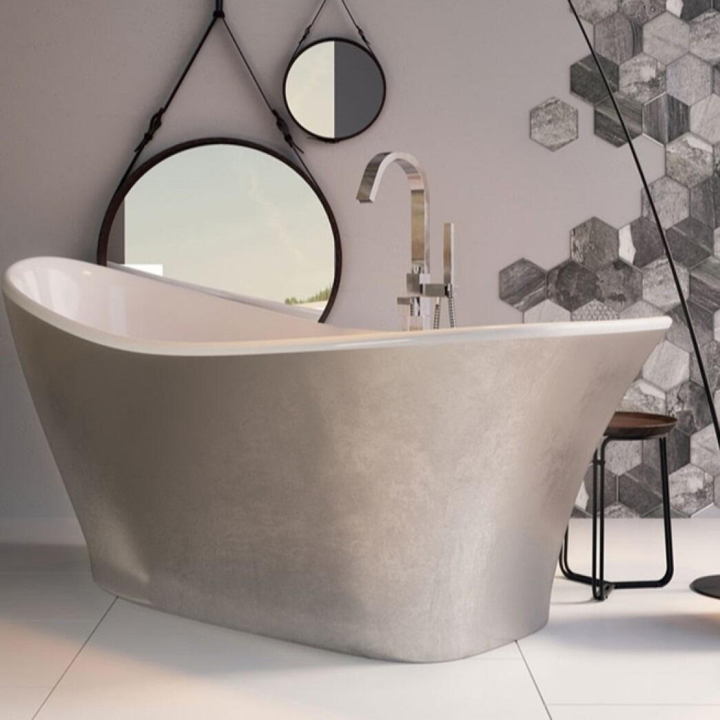 Xana Silver 1750mm Freestanding Acrylic Bath Including Waste & Overflow