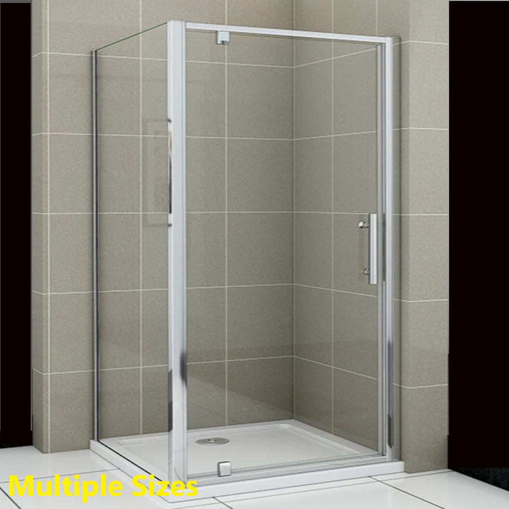 Concept Six Chrome Framed Pivot Shower Door with Optional Side Panel - 6mm Safety Glass