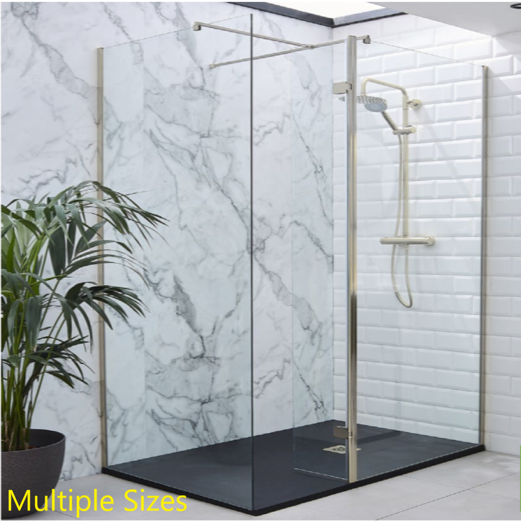 Aquatec Prestige Brushed Nickel 8mm Fixed Shower Screens