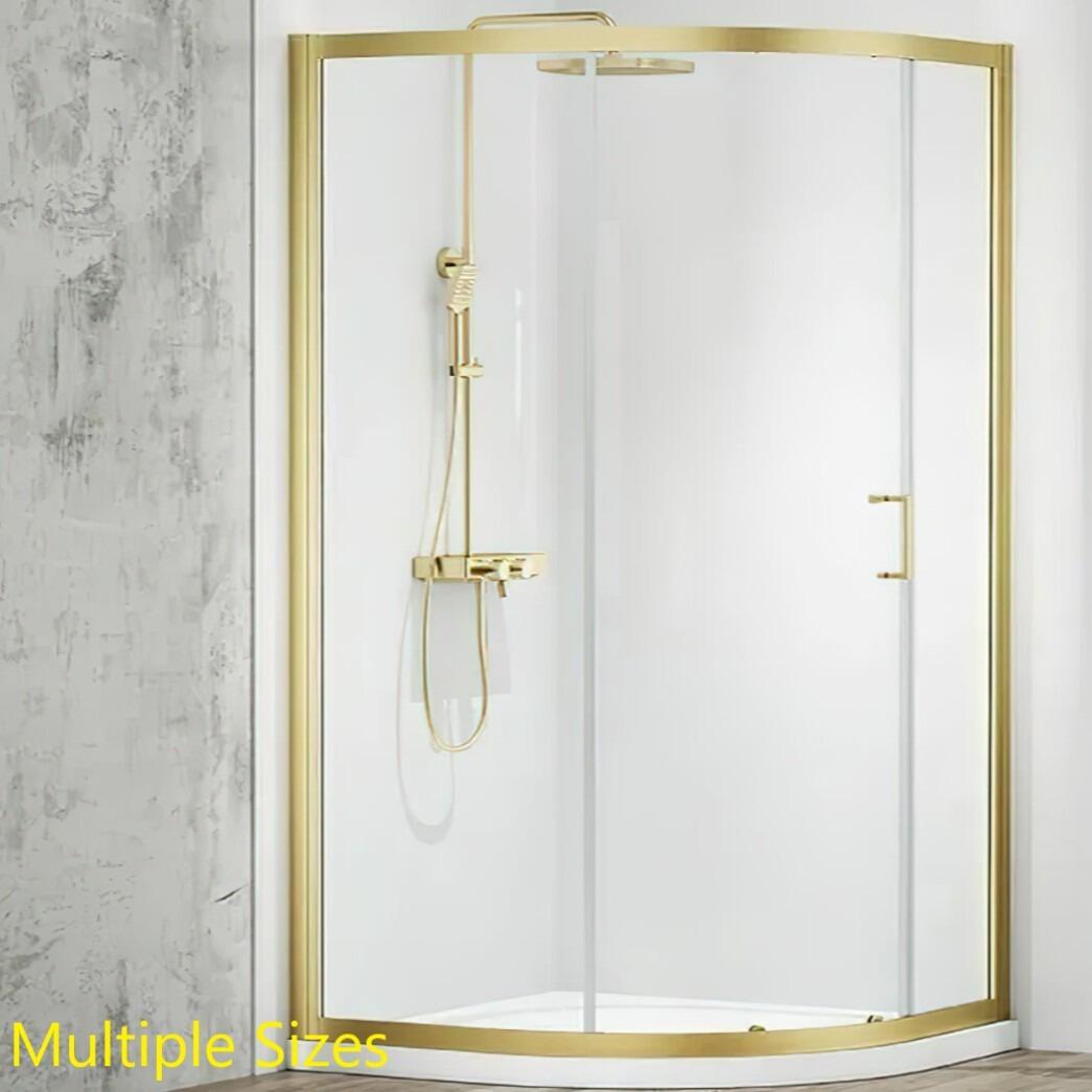 Fleur 8mm Brushed Gold Single Sliding Door Quadrant Shower Enclosure