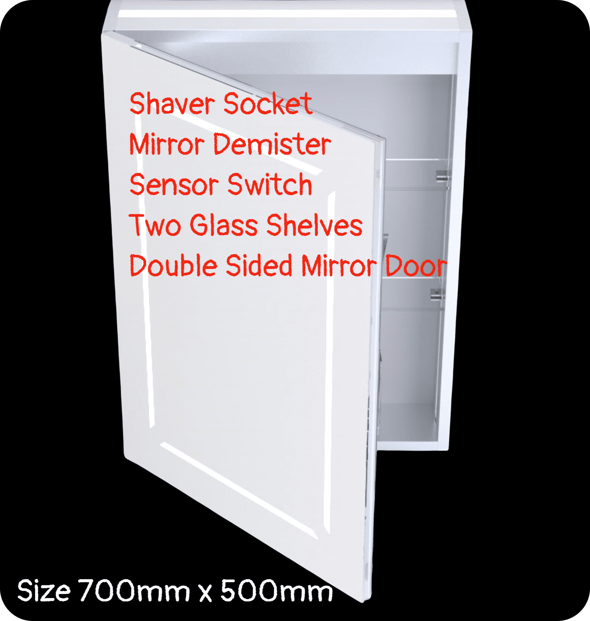Link 700mm x 500mm Aluminium LED Mirror Cabinet