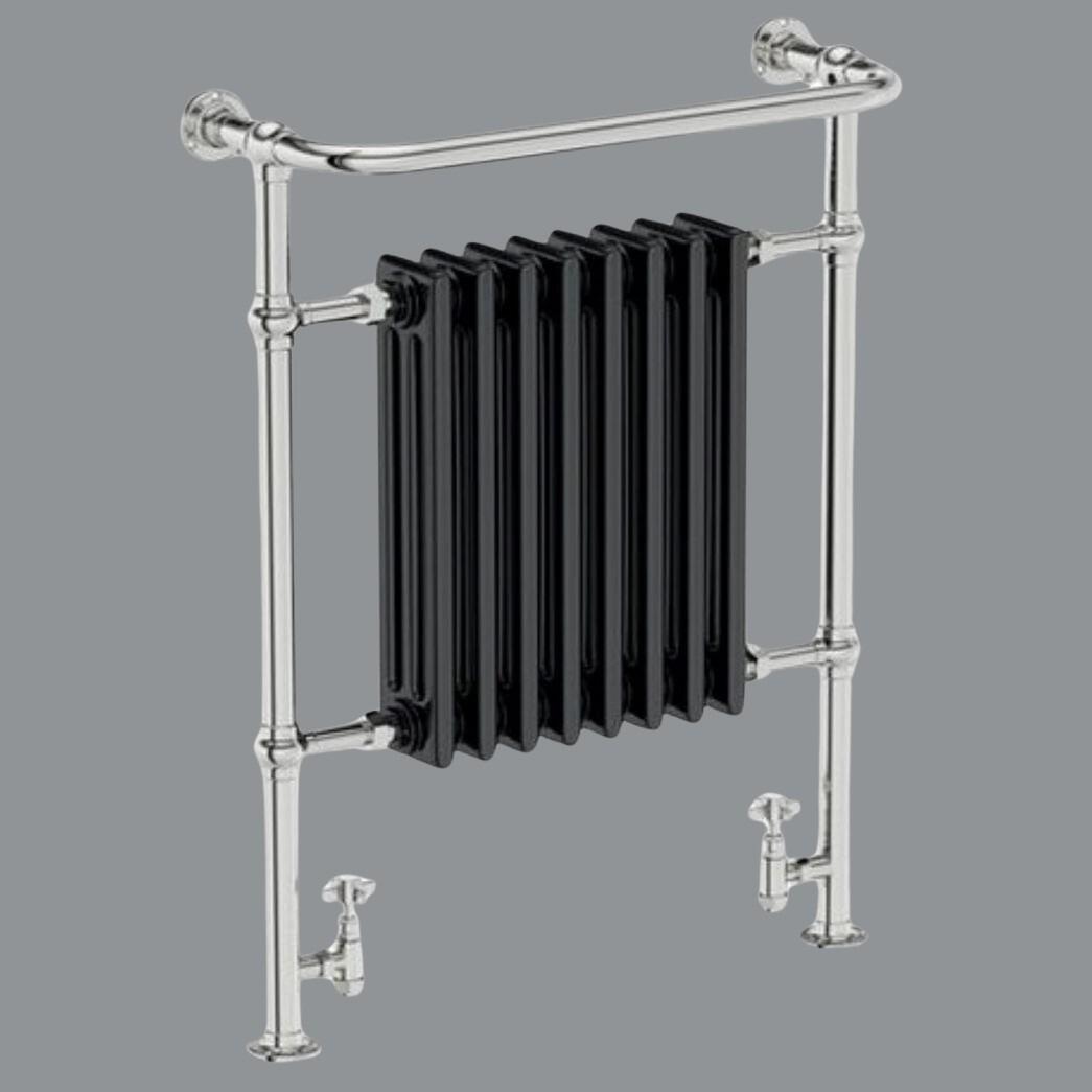 950mm Chrome & Black Traditional Heated Towel Warmer