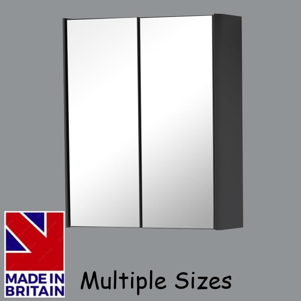 Alto Matt Graphite Wooden Cabinet With 2 Soft Close Mirrored Doors