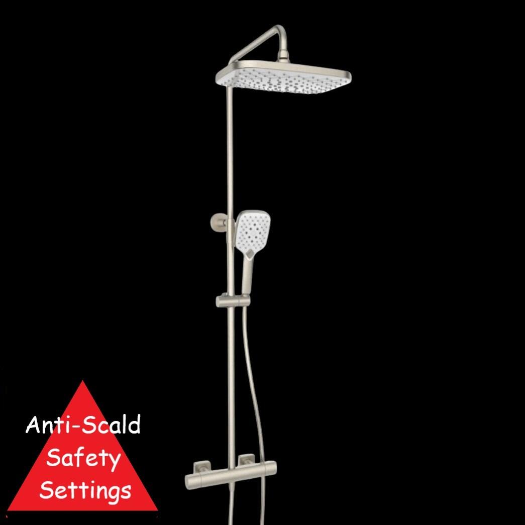 Vista Brushed Nickel Exposed Thermostatic Bar Shower Pack
