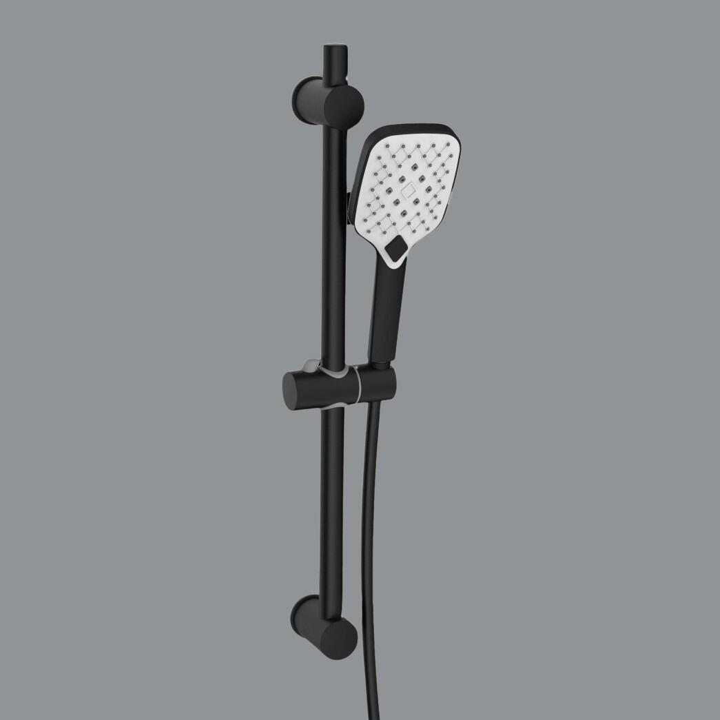 Vista Round Matt Black Adjustable Slide Rail Kit with Handset