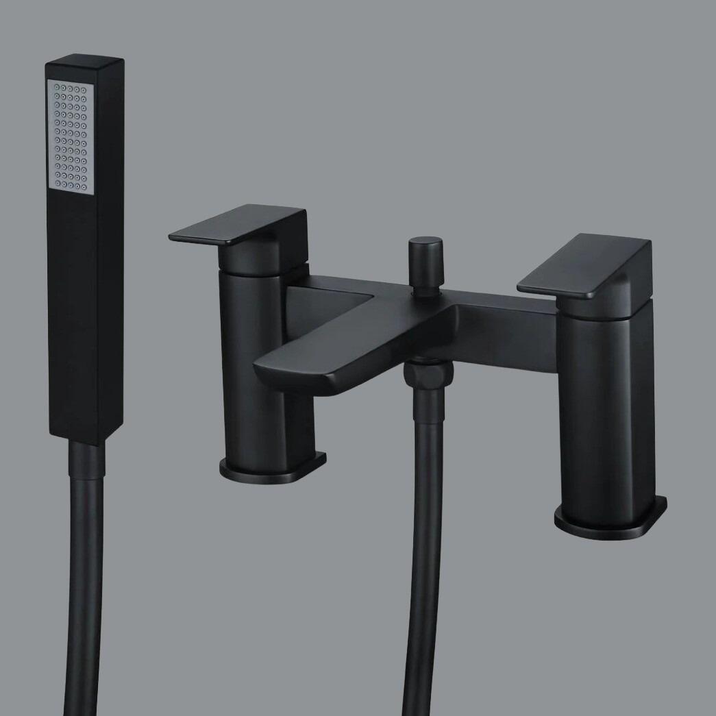 Vista Matt Black Bath Shower Mixer with Matching Hose & Handset