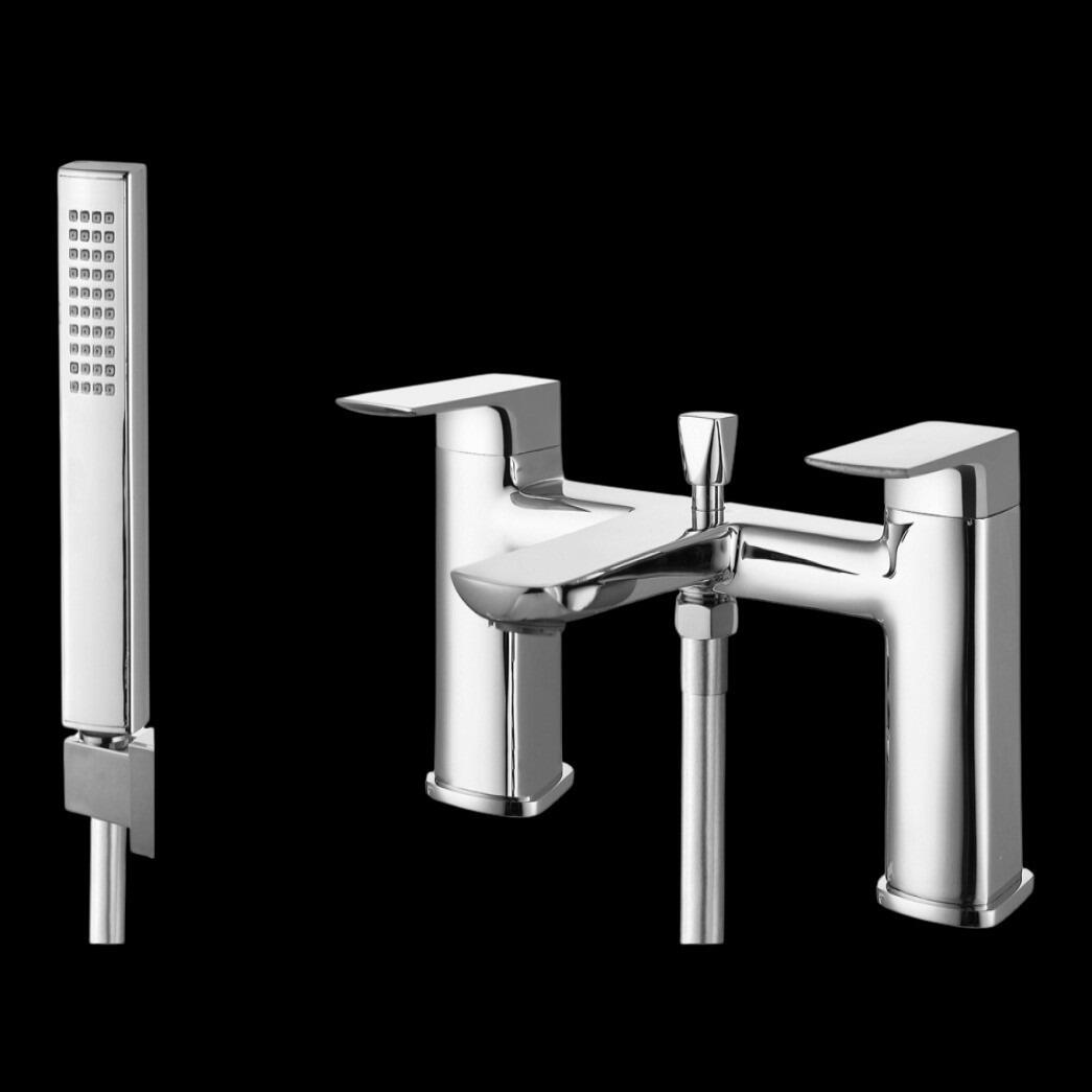 Vista Brushed Nickel Bath Shower Mixer with Matching Hose & Handset