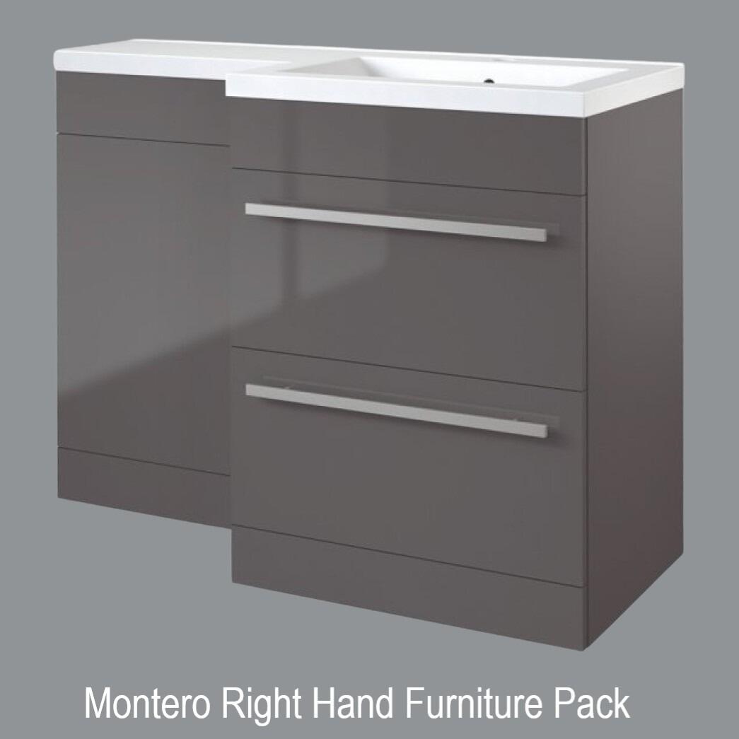 Montero 1100mm Matt Black 2 Door L Shaped Furniture Pack RH
