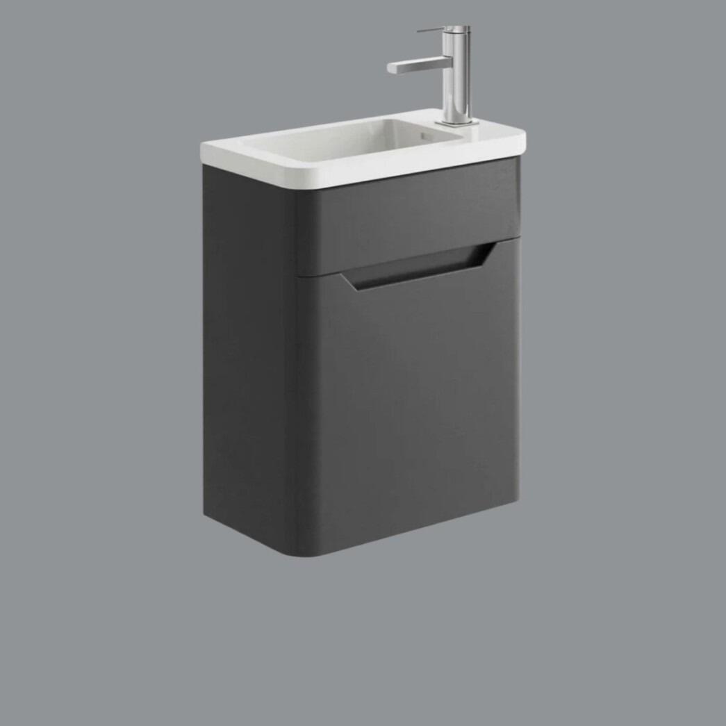 Elite 450mm Matt Charcoal Wall Hung Cloakroom Vanity Unit & Basin