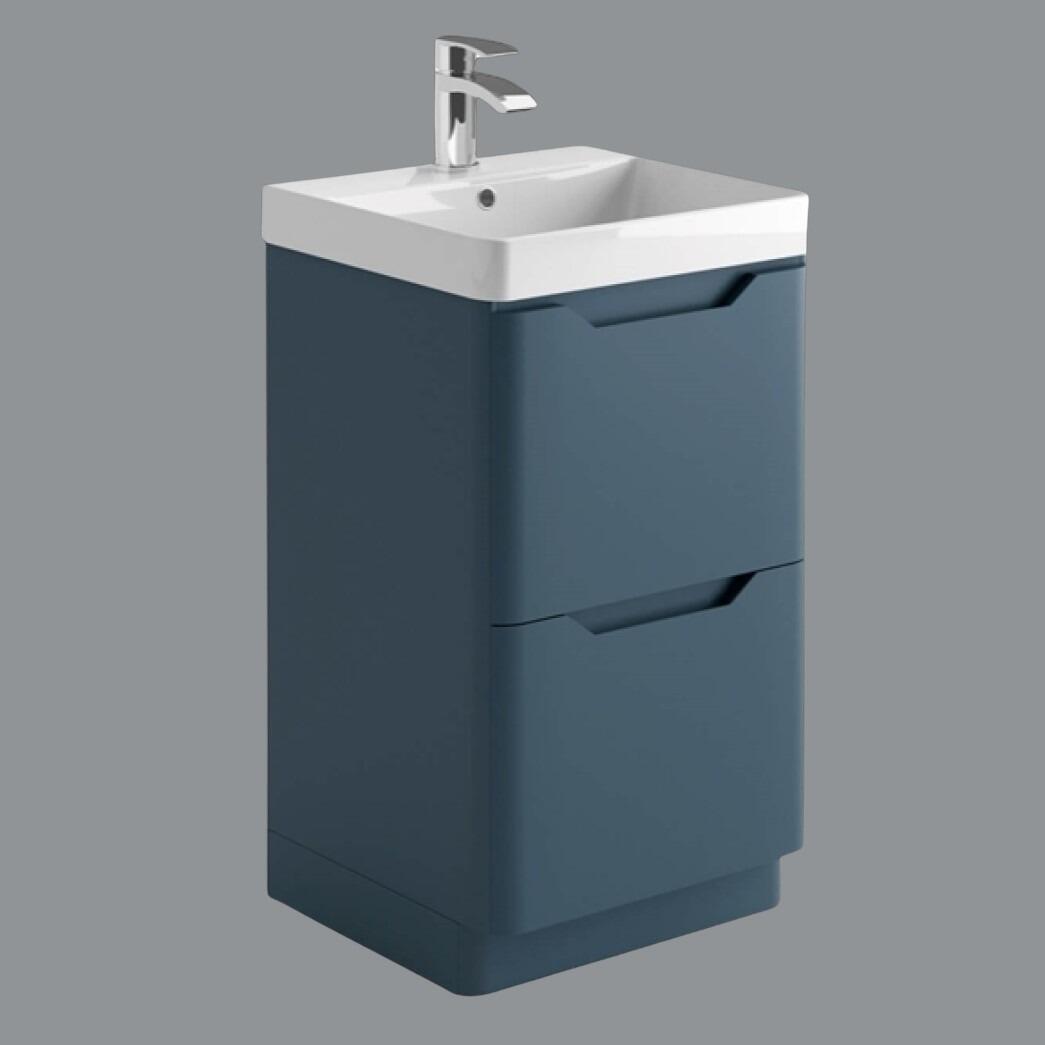Ella 500mm Stiffkey Blue Floor Standing 2 Drawer Vanity Unit with Ceramic Basin