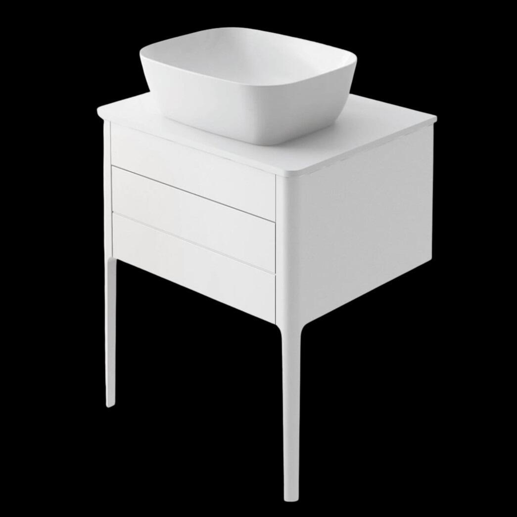 Sarah 650mm Matt White Vanity Unit with Composite Solid Surface Worktop