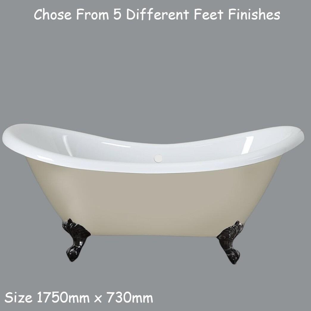 Legend 1750mm x 730mm Double Ended Free Standing Slipper Bath - Linen