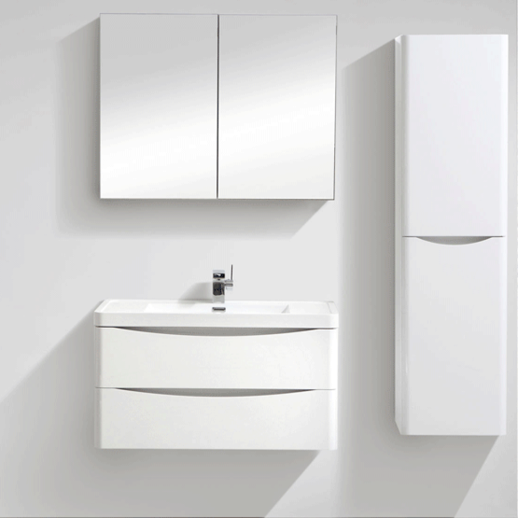 Estelle 600mm Gloss White Wall Hung Vanity Unit Room Setting