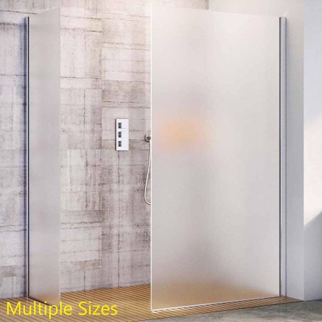 Onyx 10mm Frosted Glass Fixed Wet-Room Screens with Chrome Profile