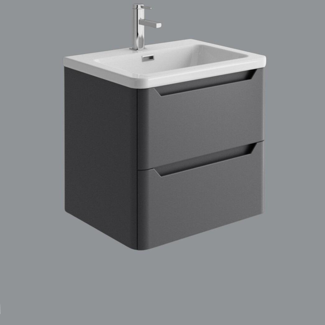 Elite / Ellis 500mm Wall Hung Vanity Unit with Optional Basin or Worktop - Matt Charcoal