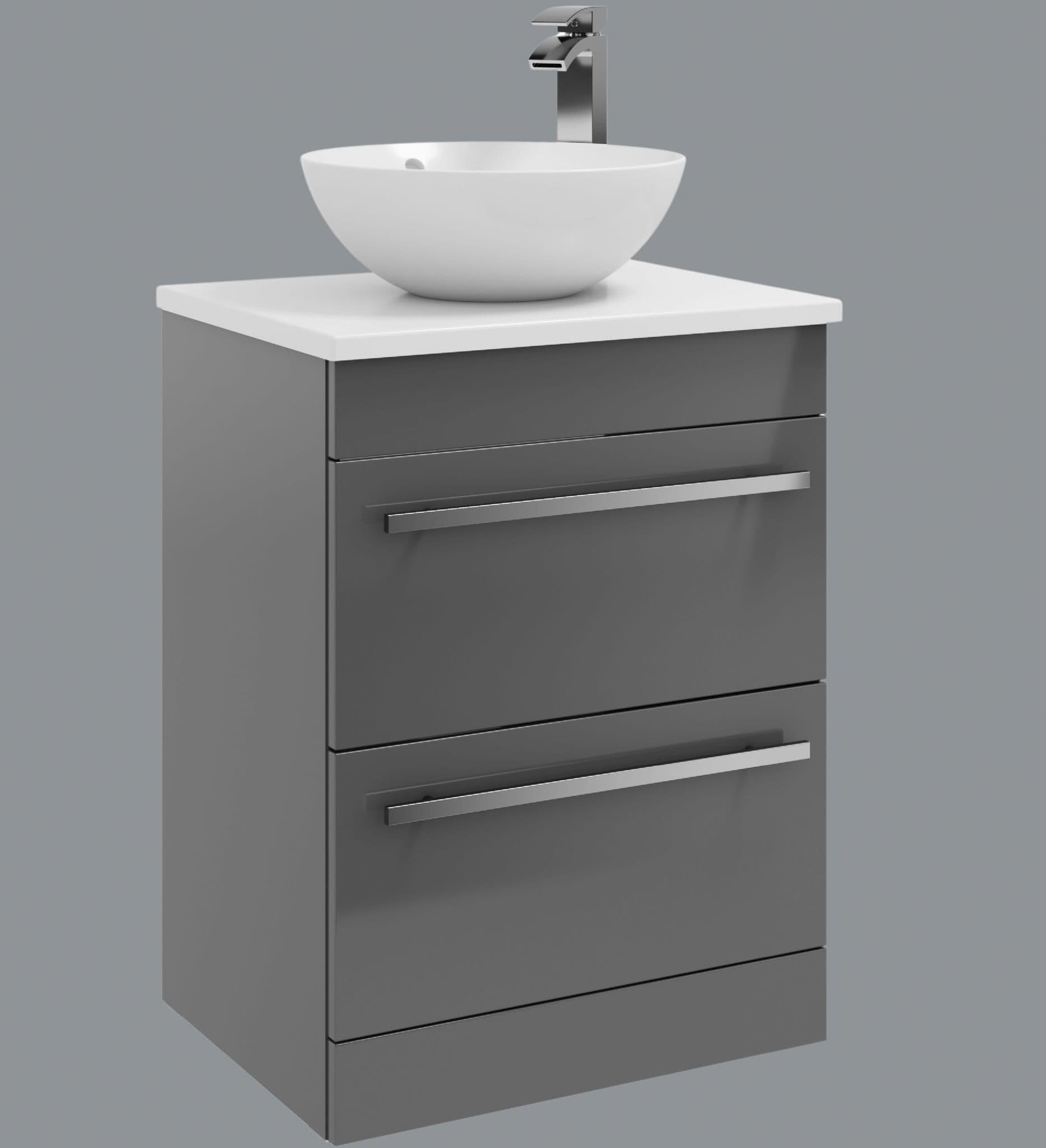 Purity Mm Storm Grey Gloss Floor Standing Vanity Unit With Ceramic