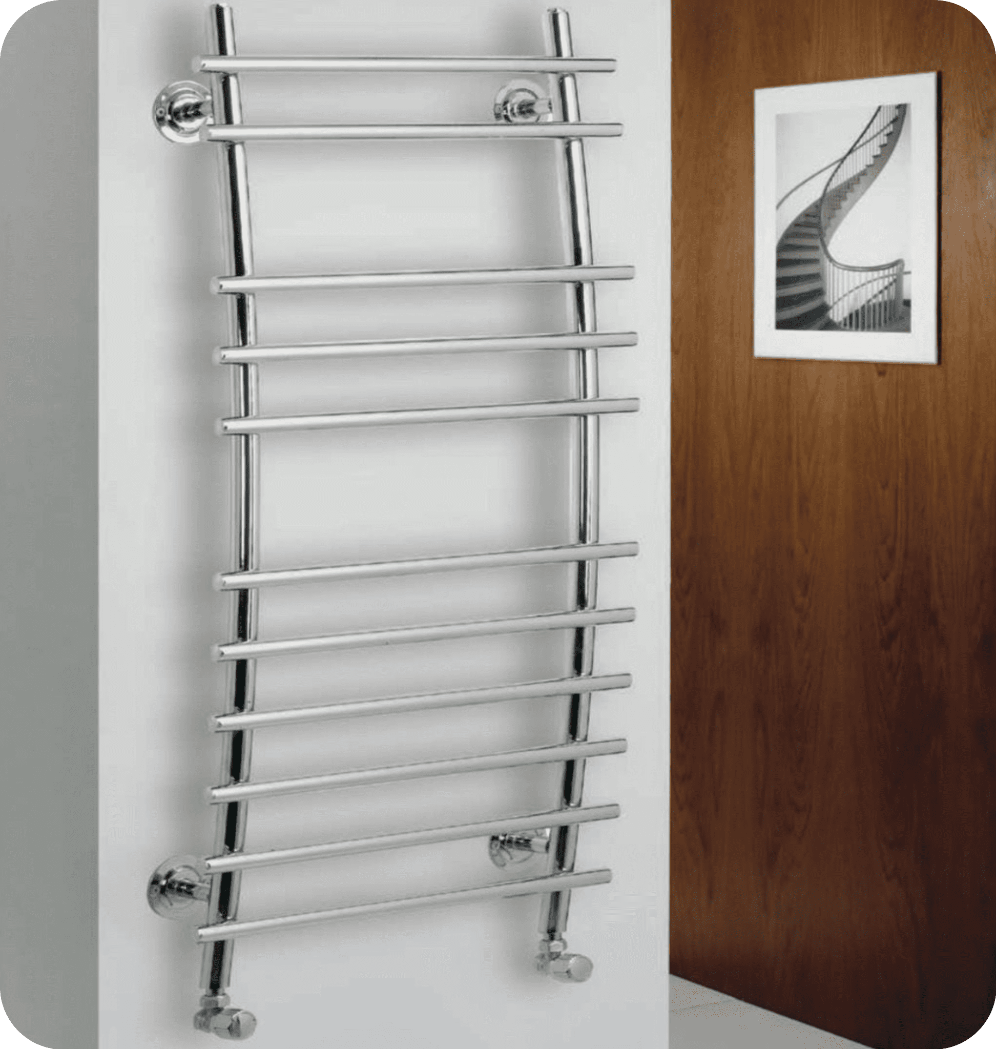 Phoenix Chrome Designer Curved Heated Ladder Rail