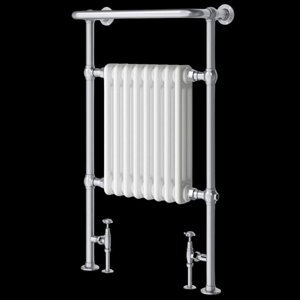 950mm Chrome & White Traditional Heated Towel Warmer