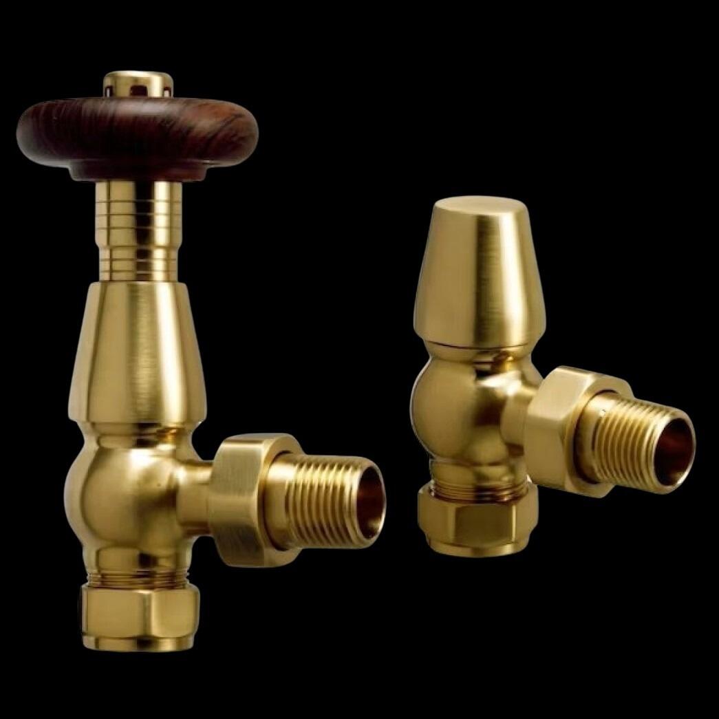 Traditional Brass Manual Radiator Valve with Wooden Heads