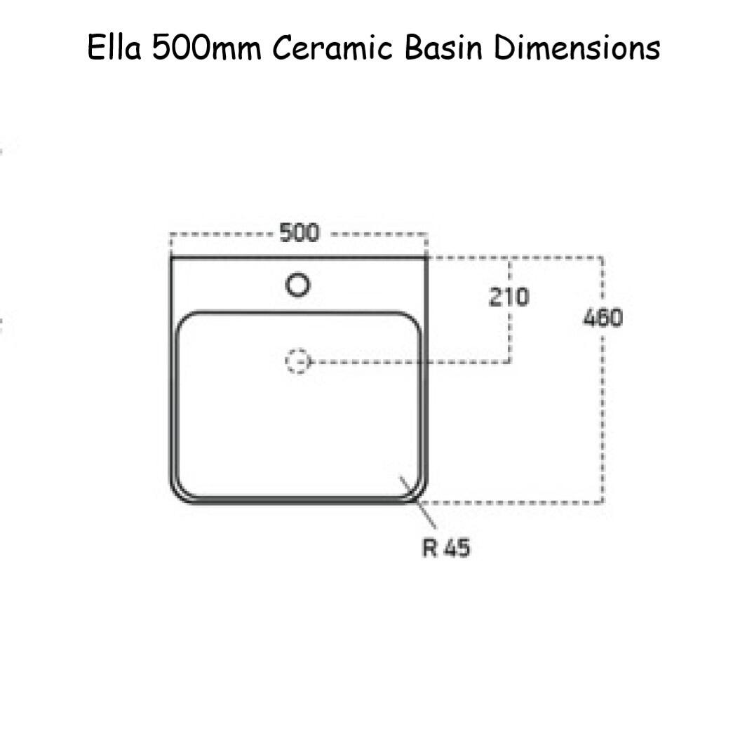Ella 500mm Ceramic Basin Dimensions